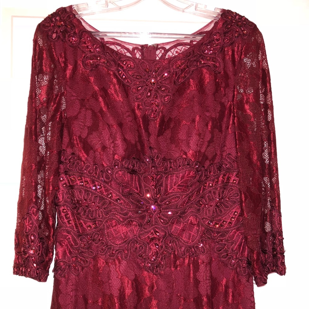 Beautiful beaded lace burgundy/wine evening gown